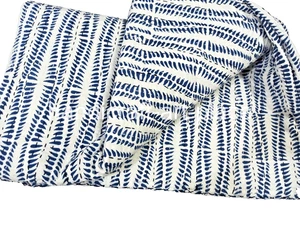 Edredón Kantha vintage tamaño king - colcha boho cosida a mano, algodón puro azul - Imagen 1 de 5