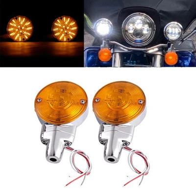 Motorcycle LED Turn Signals Lights Amber For Harley Road King Heritage Softail - Image 1 of 4