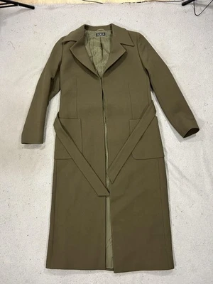 Isaia Napoli Coat Mens 32R Olive Belted Wool Cashmere Made in Italy Long Luxury - Image 1 of 4