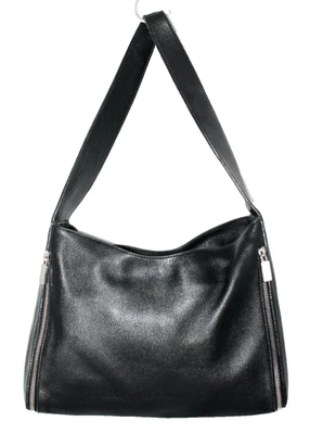 FURLA Black Leather Medium Shoulder Bag Double Zip Front Kangaroo Pocket - Image 1 of 4