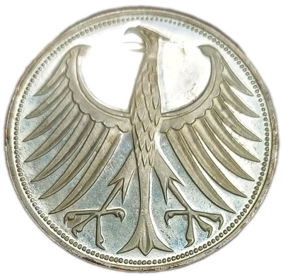 1966-G  GERMANY PF 5 MARK SILVER COIN KARLSRUHE ONLY 3070 PROOF COINS MINTED - Image 1 of 4
