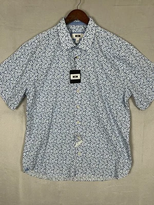 Camisa Joseph Abboud Abotonada 2XLT Azul Blanco Para Hombre Manga Corta Floral Nueva Foto 1 de 4