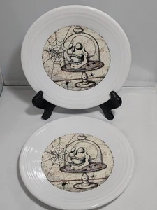 Fiesta Mystical Halloween 9" Luncheon Plates Set of 2 Skull NWT - Picture 1 of 6