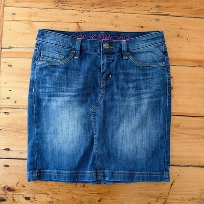 Y2K Esprit Casual Denim Skirt Blue Washed Classic Fit Button Fly 27 Indie Preppy - Image 1 of 4