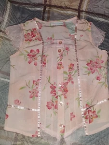 Mary-Kate And Ashley Satin Pink Floral Babydoll Top Y2K Girls Size 6x - Picture 1 of 3
