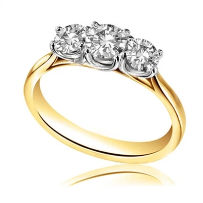 Lab-Created 1.10 Ct Round Cut VVS1 Diamond Wedding Ring 14K Yellow Gold Finish - Image 1 of 3