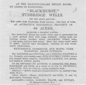 Blackhurst Park Tunbridge Wells 1917 en venta, con 69 acres y 7 cabañas - Imagen 1 de 1