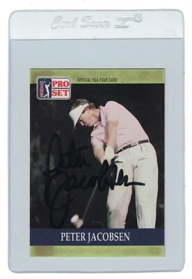 PETER JACOBSEN Signed 1990 PRO SET Golf Card #19 PGA Oregon DUCKS Tin Cup Movie - Image 1 of 2