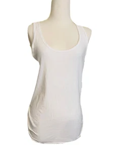 Ambiance Apparel Maternity Top Racer Back White Tank Ruched Cotton Stretch 1X - Picture 1 of 8