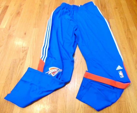 ADIDAS NBA AUTHENTIC OKLAHOMA CITY THUNDER ON COURT PANTS BUTTON DOWN 2XL+2" Cover