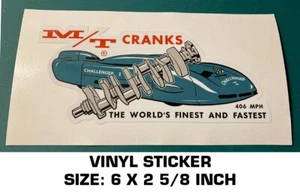 MICKEY THOMPSON CRANKS VINYL DECAL STICKER - VINTAGE STYLE 60's DRAG RACING-NHRA - Picture 1 of 2