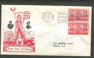 #791 2c EDICIÓN NAVAL FDC-WASHINGTON, DC 15-1937 WSE/CACHE DE TEÑIDO - Imagen 1 de 1