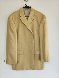 TAN TOMMY HILFIGER SILK & WOOL 3 BUTTON SPORT COAT sz 44R blazer / suit jacket
