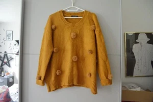 Zara Knit Pulloer gr.S Bommel Senfgelb oversized - Bild 1 von 3