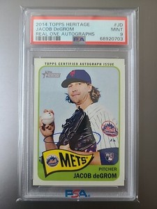 2014 Topps Heritage Real One Jacob deGrom Rookie Auto Signed RC ROA-JD PSA 9