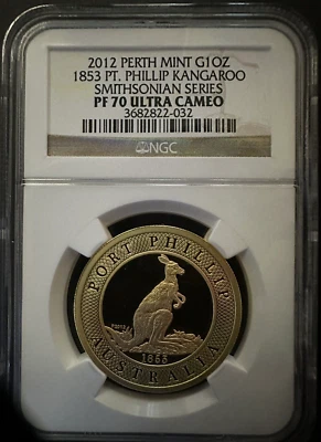 2012 Perth Mint Gold 1 oz 1853 Pt. Phillip Kangaroo Smithsonian Series NGC PR70 - Image 1 of 4