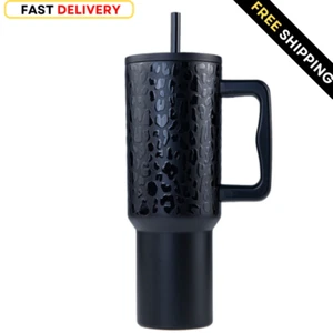 40oz Stainless Steel Tumbler with Leopard Print Lid & Straw – Gift for Women - Picture 1 of 4