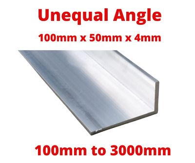 Aluminium Unequal Angle Size 100mm 50mm X 4mm - Length 100mm To 3000mm • 5.99£