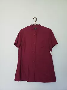 Giacca blusa Liz Claiborne donna Petite taglia 14P rosso bottoni davanti misto lino nuova con etichette - Foto 1 di 7