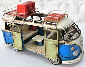 Scale model of vintage Decorative bus in Blue and Green color with Roof Rack Art