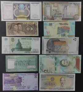 Billets du monde lot de 10 billets 10 pays différents neuf - Zdjęcie 1 z 2