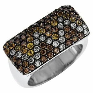Ring Has A Rectangular Top Set With Champagne, Yellow, Brown, & White Stone Ring - Picture 1 of 5