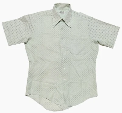 Camisa vintage 1970 Kmart abotonada para hombre pequeña prensa permanente discoteca geométrica Foto 1 de 4