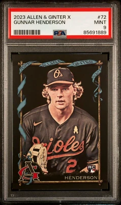 2023 Topps Allen & Ginter X Gunnar Henderson Rookie Card #72 PSA 9 MINT Black RC - Image 1 of 2