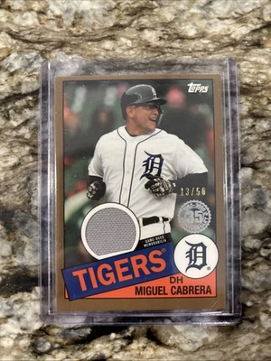 2020 Topps Miguel Cabrera Game Used Jersey Gold #/50 Detroit Tigers - Image 1 of 2
