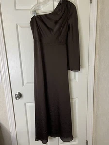 Sachin & Babi Brown One-Shoulder Keely Satin Gown Dress Sz 8 Retail $285 Read! - Picture 1 of 13