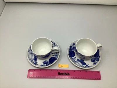 Набор из 2 синих чайных чашек и блюдцев Portmeirion Harvest сделано в Англии набор A - Изображение 1 из 4
