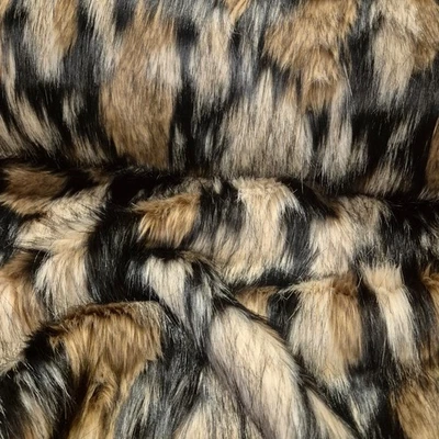 Webpelz Langhaar kuscheliges Kunstfell Stoff Fell Braun-Beige Deko Bekleidung - Bild 1 von 4