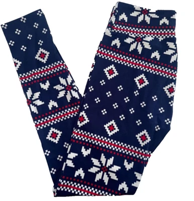 Leggings LuLaRoe para mujer talla TC2 Fair Isle copos de nieve vacaciones de Navidad plus nuevos con etiquetas Foto 1 de 3