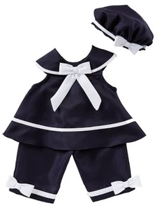Toddler Girls Navy Blue Sailor Outfit Shirt Pants & Hat Set 2T - Picture 1 of 1