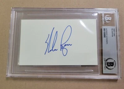 Nolan Ryan Signed 3x5 Index Card Beckett Encapsulated Rangers Mets Astros HOF - Image 1 of 3