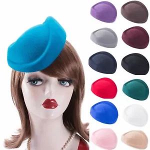 1pc Wool Felt Pillbox Hats Dress Fascinators Party Hat Women Wedding Headwear Ac - Picture 1 of 25