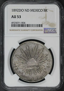 1892 DO ND Mexico Federal Republic Silver 8 Reales NGC AU-53