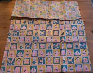 Vtg Baby Shower Gift Wrap Bright Colors 70s 80s Wrapping Paper Toys 2 Sheets - Picture 1 of 2