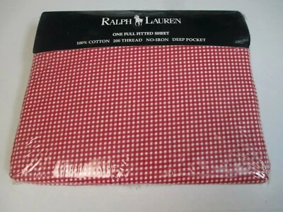 Sábana Ajustable Ralph Lauren Pequeña Guinga Roja Blanca a Cuadros - Completa Foto 1 de 4