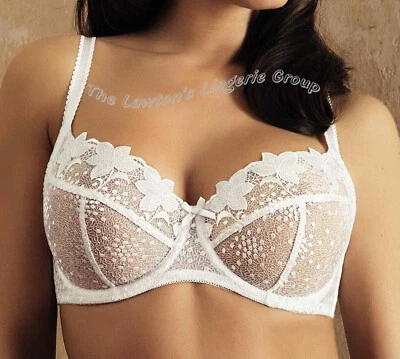 Vanity Fair 740, Lace, Underwired, Semi-Sheer Bra set , 34C,  Brief M, White, - Image 1 of 4