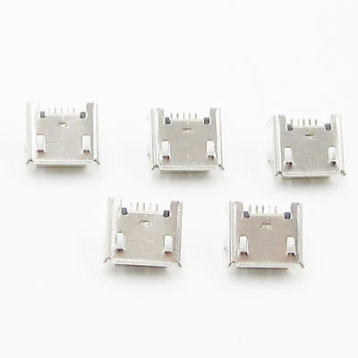 10Pcs Micro USB Type B Female Socket 4 Vertical Legs fixed Solder Connectors - Image 1 of 4