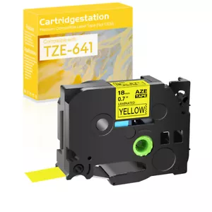 1PK Compatible for Brother TZ TZE-641 PT-P750W Black on Yellow Label Tape 3/4" - Picture 1 of 9