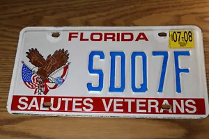 FLORIDA Salutes Veterans Nummernschild 2008 SDQ7F - Bild 1 von 3