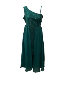 GRACE KARIN Girls Sequin Dress One Shoulder Party Prom Dresses Size 14y Green - Picture 1 of 8