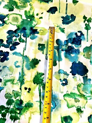 Waverly Inspiration Modern Abstract Floral Fabric Green White 44" w x 37" L VTG - Image 1 of 4