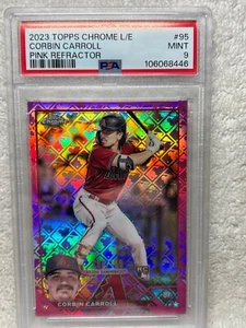 2023 TOPPS CHROME LOGOFRACTOR EDITION #95 CORBIN CARROLL PINK REFRACTOR PSA 9 - Picture 1 of 2