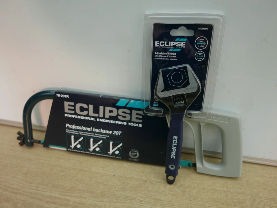 ECLIPSE 70-20TR 20T 12" PROFESSIONAL HACKSAW + 8" ADJUSTABLE WRENCH ADJW8WJ - Image 1 of 1