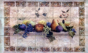 Mural Frutas Uva Azulejo Salpicadero Mármol Caído #148 - Imagen 1 de 7