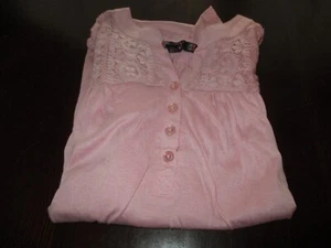 Womens pink 1/2 button babydoll shirt lace BY Design plus size 3X - Picture 1 of 2