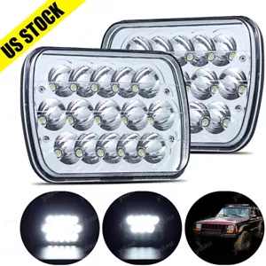 Pair 7x6" 5x7" inch 15 LED Replace H6054 Headlights High/Low Beam 6000K 45W - Picture 1 of 9